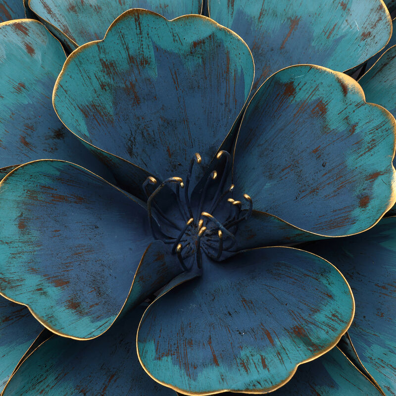 24" Rosette Metal Floral Wall Art Decor, Teal Blue image number 6