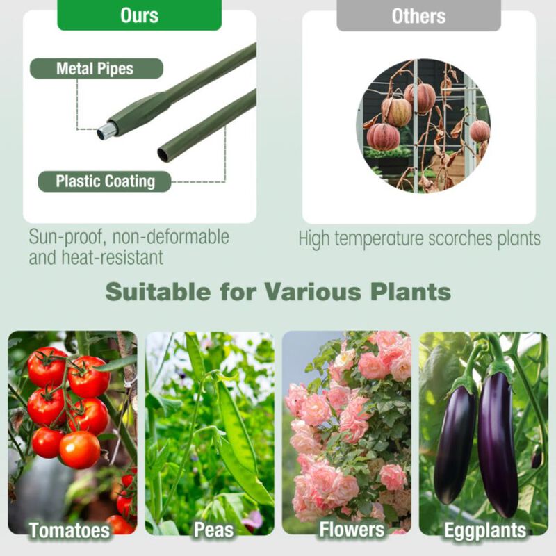 Hivvago 3 Pack 60 inch Adjustable Tall Plant Support Trellis for Climbing Plants