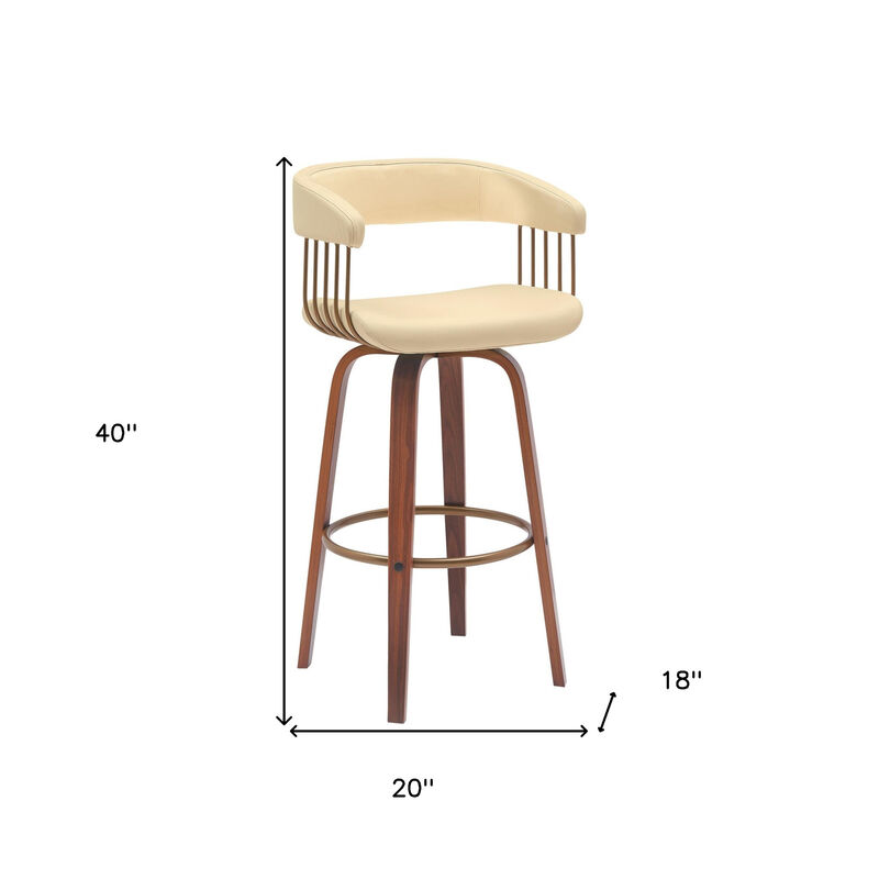 HomeRoots Faux Leather Cafe-Style Swivel Bar Stool with Armrests image number 6