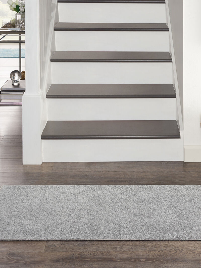 Nourison Essentials NRE01 Silver/Gray 2'2" x 10' Rug image number 8