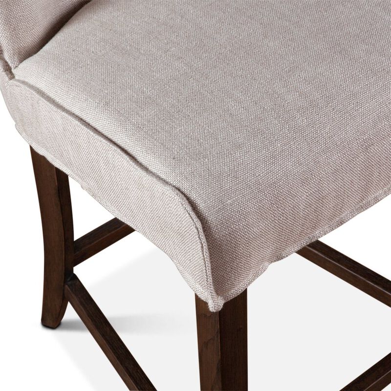 World Interiors Avery Counter Chair in White Linen with Dark Legs
