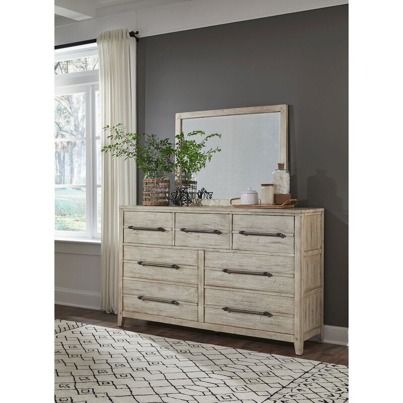 American Woodcrafters Aurora Dresser with Mirror - Whitewash