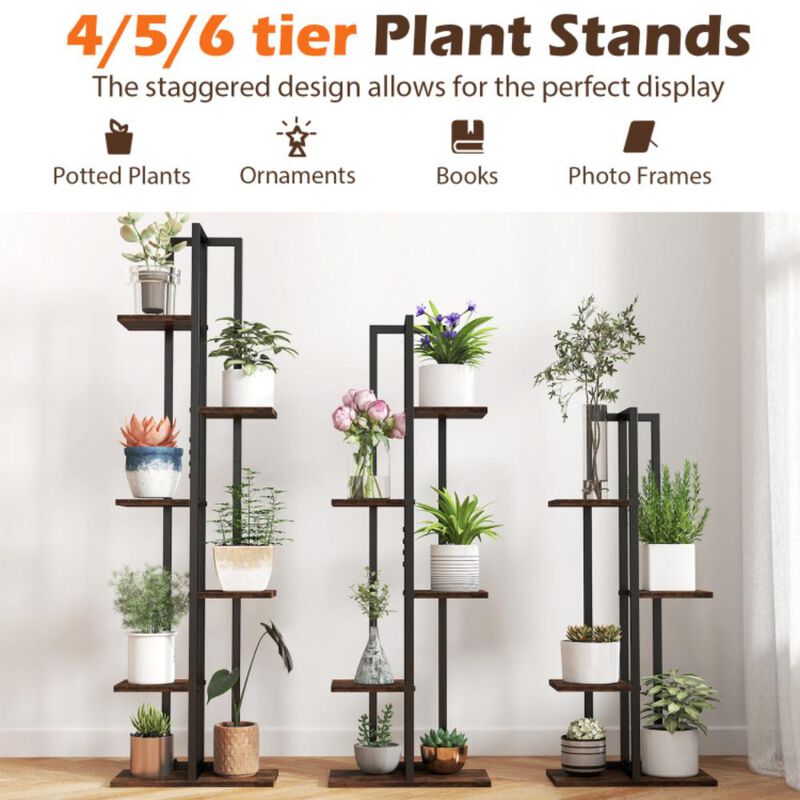 Hivvago 3 Pieces Tall Wood Plant Stand Set 4+5+6-Tier Indoor Flower Stands