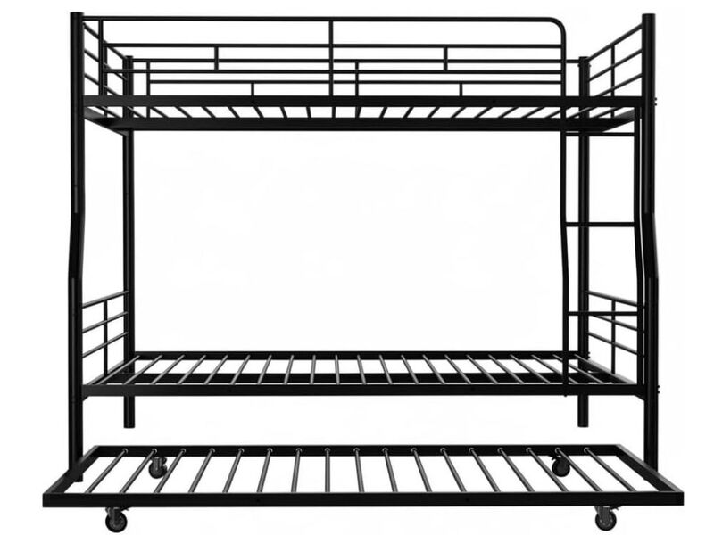 Full XL over Queen Bunk Bed with Trundle &ndash; Black Heavy‑Duty Frame & Safety Ladder image number 0