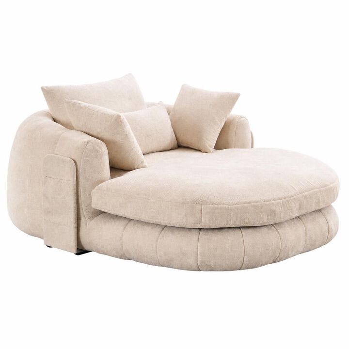 GOODSILO Oversized Indoor Chaise Lounge Chair Deep Seat Chenille Cloudlike Comfortable Reading Chair for Living Room Bedroom