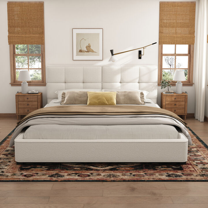 Christopher Knight Home Melvin King Size Upholstered Platform Bed with Tufted Headboard