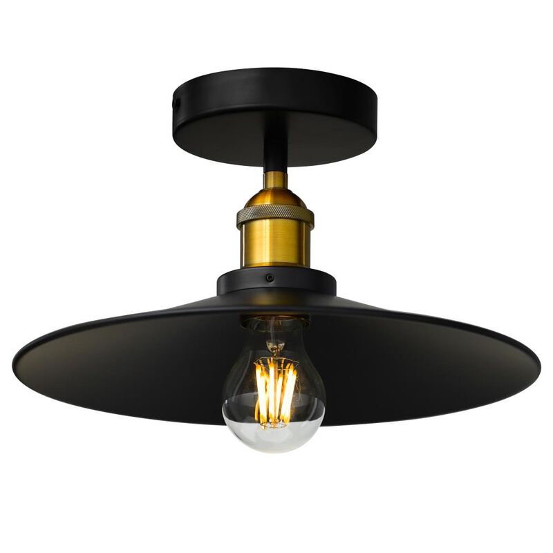 Brave 1 Light Flush Mount With Black Finish