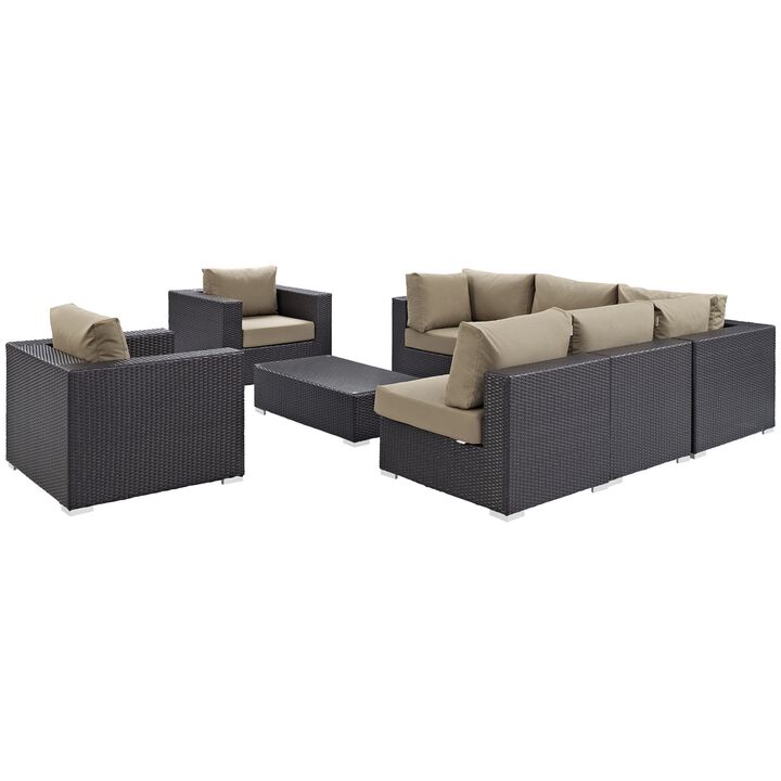 Convene Outdoor Sectional Set - Durable Rattan Weave, Weather-Resistant Cushions, 8-Piece Patio Furniture Set