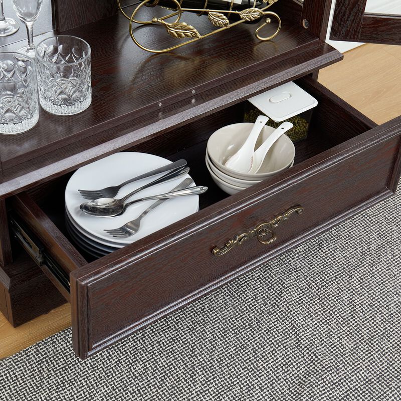 25.98 in. Display Cabinet with 1 Drawer and 2 Glass Doors