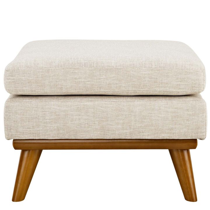 Modway Engage Mid-Century Modern Upholstered Fabric Ottoman in Beige