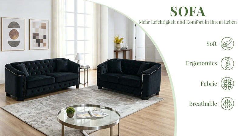 Nudmel Velvet Chelsfield Sofa Set image number 2