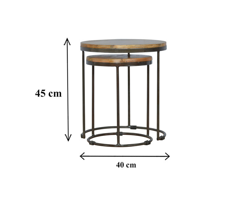End Table Set of 2 with Iron Base image number 6