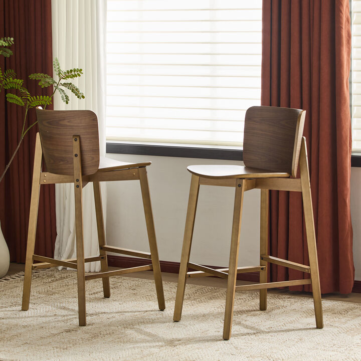 Christopher Knight Home Mario Indoor Wood Barstools with Curved Backrest (Set of 2)
