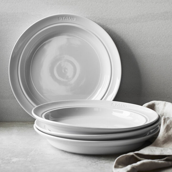 Staub Ceramic Dinnerware 4-pc 9.5-inch Soup/Pasta Bowl Set - White
