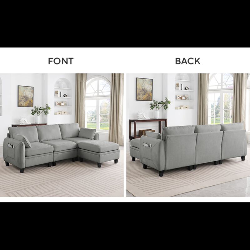 Lomfad Chenille Modular L‑Shaped Sectional Sofa image number 7