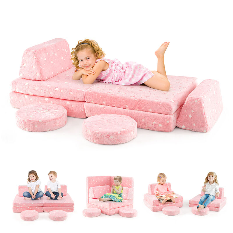 Modular Kids Play Couch Set Glow in the Dark with Portable Handles
