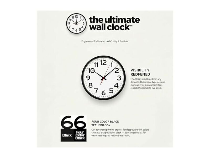 Ultimate Black Classic Unbranded Sweeping Wall Clock 10 Inch Silent Outdoor image number 1
