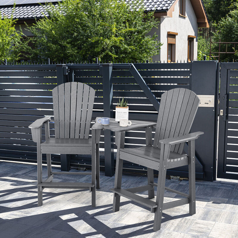 2 Pieces HDPE Tall Adirondack Chair with Middle Connecting Tray image number 1