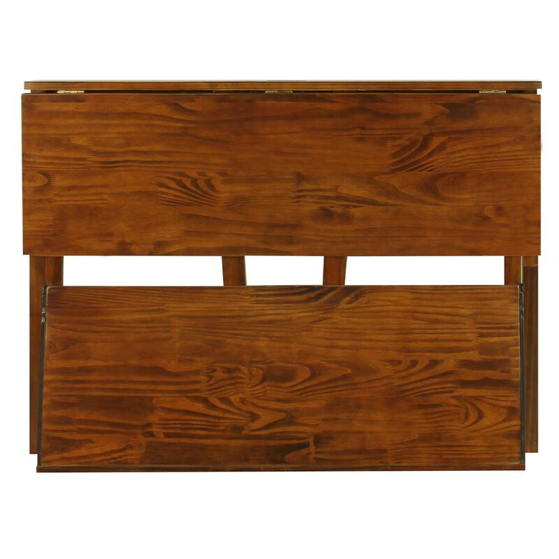 Casual Home Folding Desk with Pull-Out & USB Port-Warm Brown