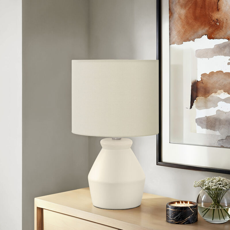 ELEMENT ACE Modern 17 Inch Table Lamp with Sturdy Base and Linen Drum Shade Perfect Accent Lighting for Living Room Office Bedroom Side Table Desk Bedside image number 1