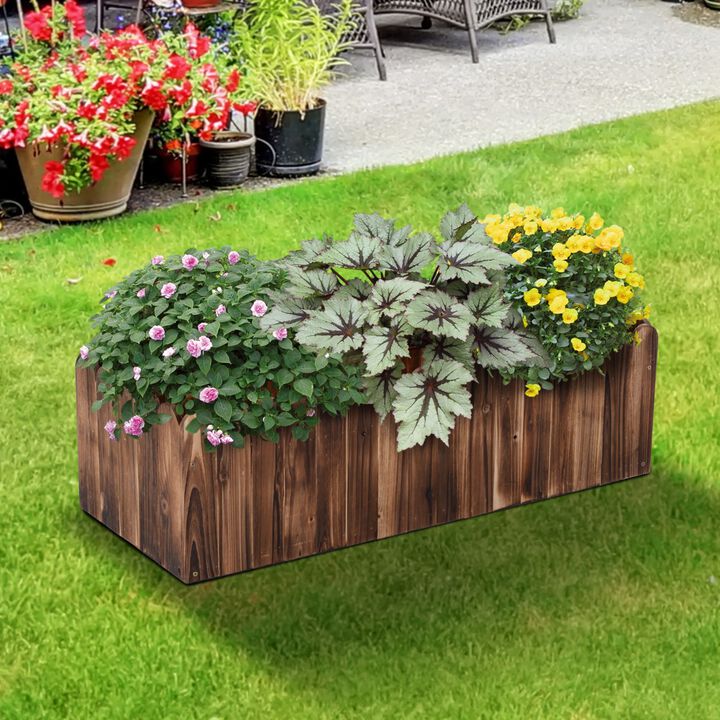 Hivvago Raised Garden Planter Box 40 x 16 x 12" Wooden Design