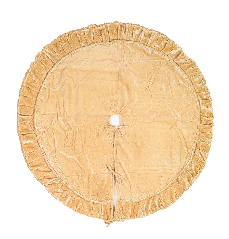 Vickerman 84" Plush Champagne Velvet Christmas Tree Skirt image number 0