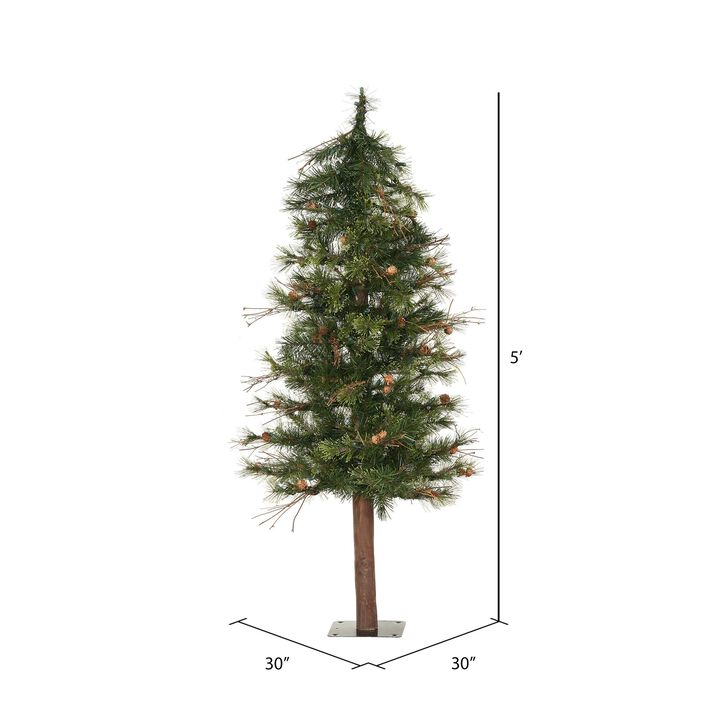 Vickerman 5' Mixed Country Alpine Artificial Christmas Tree, Unlit - Faux Christmas Tree - Seasonal Indoor Home Decor
