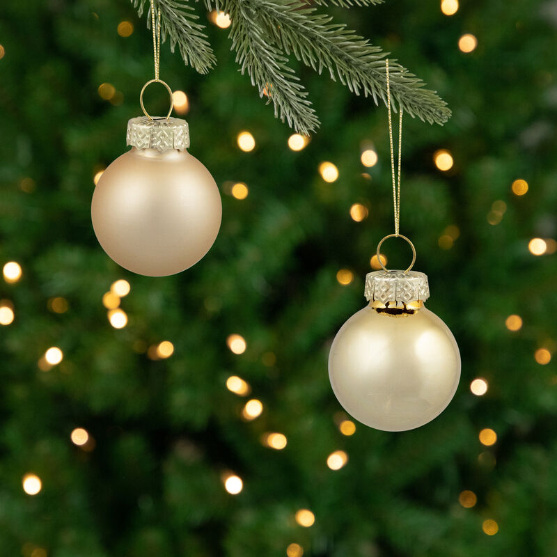 2-Finish Glass Christmas Ball Ornaments - 1", 1.25" and 2.5" - (60mm) - Gold - 40ct image number 4