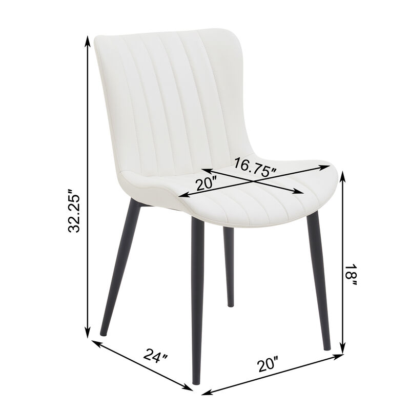 Merax Set of 2 Cream White Faux Leather Dining Chairs - Mid-Century Modern Armless Accent Seats image number 5