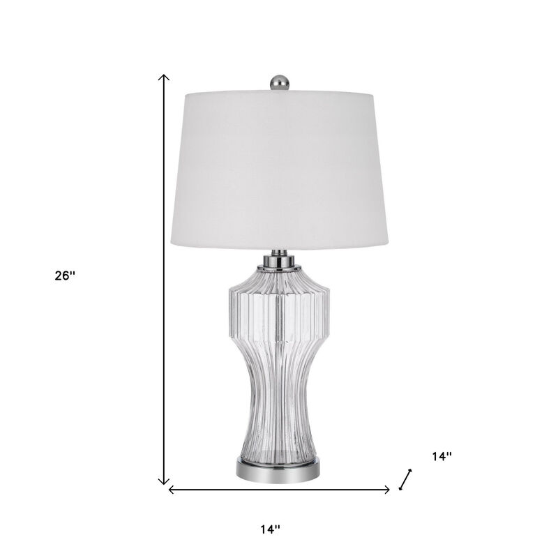 Hivvago 26" Clear Glass Table Lamp With White Empire Shade