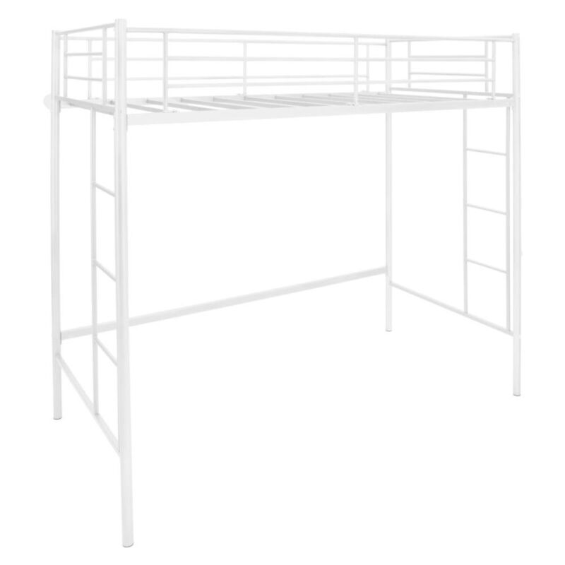 Hivvago Twin Loft Bed Frame with 2 Ladders Full-length Guardrail