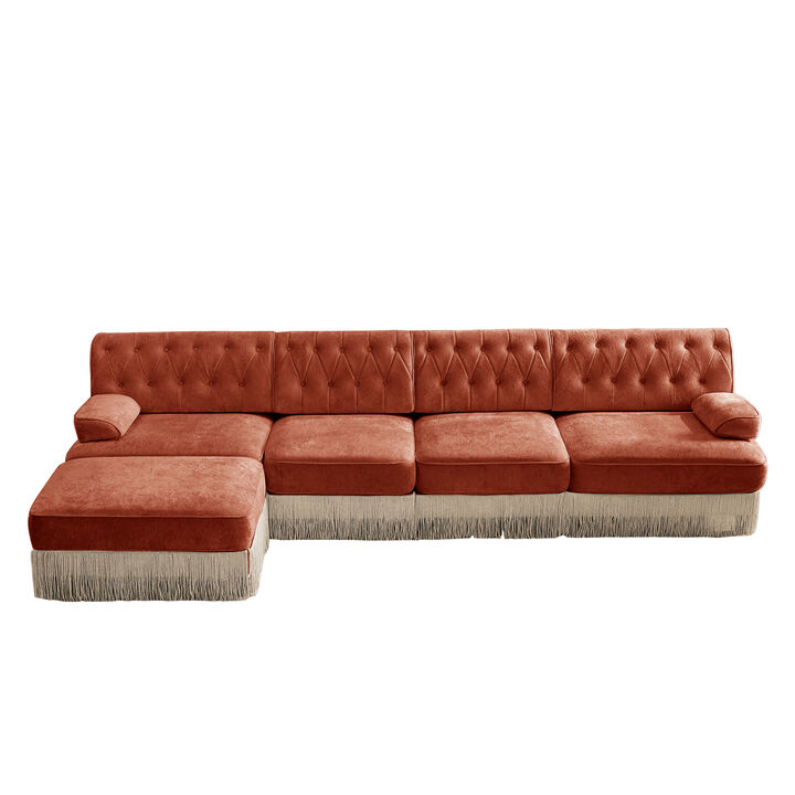 Gabwi 135" L Shaped Velvet Sectional