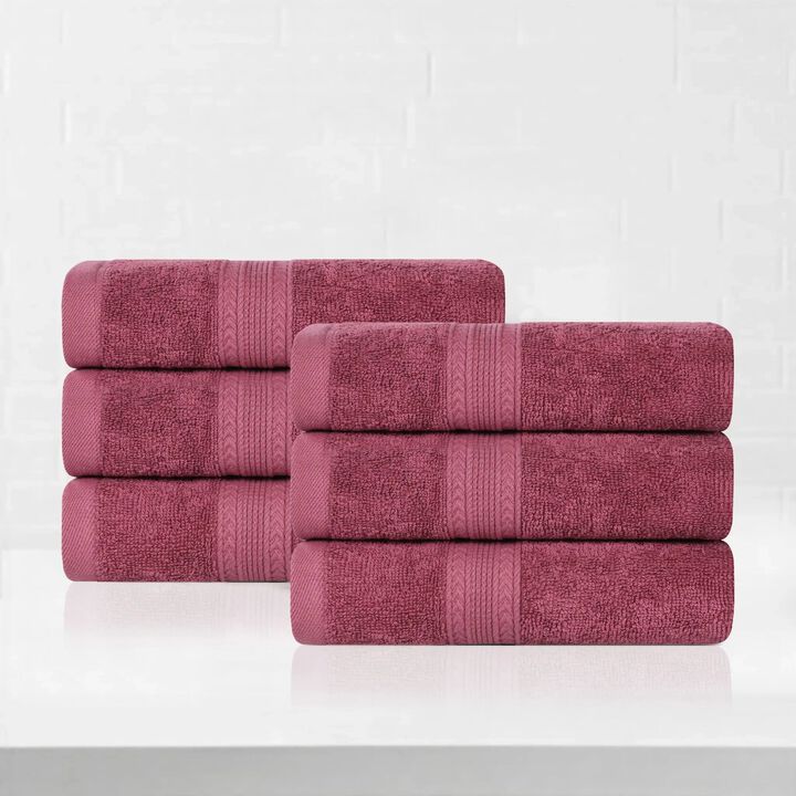 6-Piece Cotton Hand Towel Set for Bathroom and Guest Use