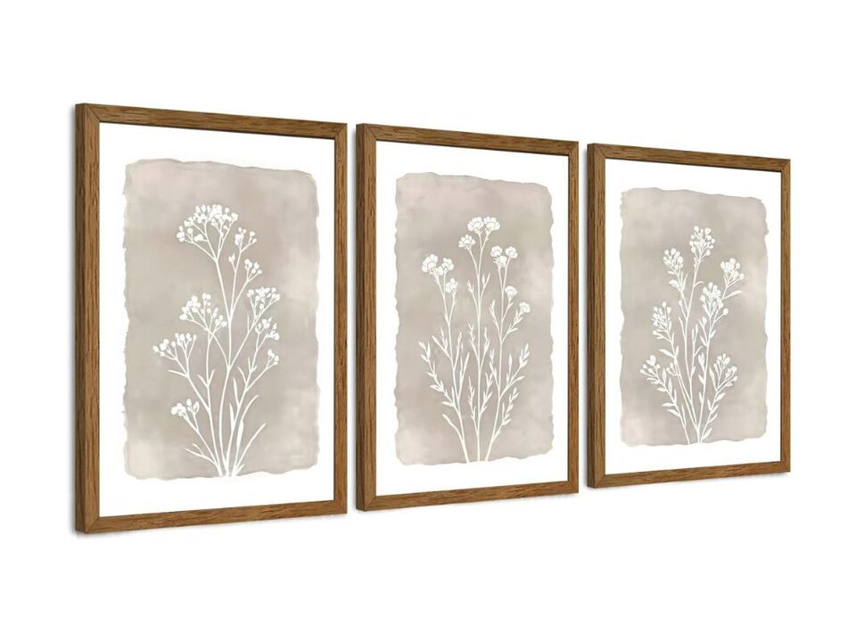 3 Piece Boho Floral Wall Art Minimalist Botanical Canvas Decor for Living RoomIn