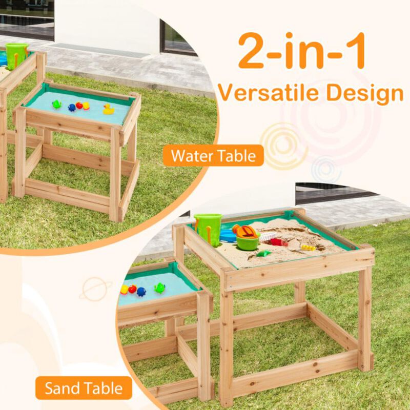 Hivvago Wooden Sand and Water Tables with Protective Cover for Kids