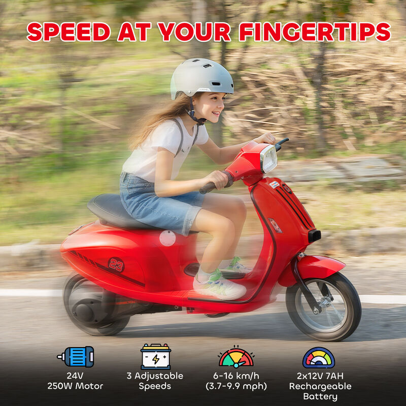 BreeBe 24V Kids Motorcycle with 3-Speed, Electric Motorcycle with Rear Suspension and LED Lights image number 3