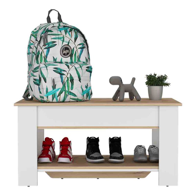 Storage Table Polgon, Living Room, Light Oak / White