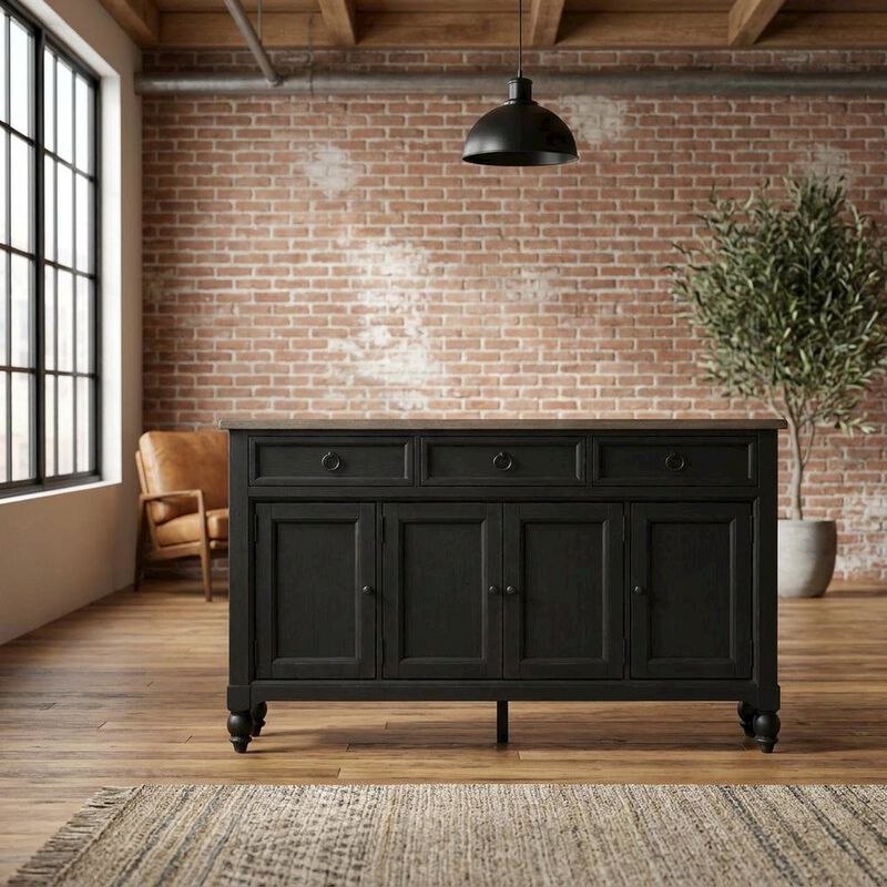 Liberty Furniture Farmhouse Hall Buffet Cabinet with Storage, Solid and Manufactured Wood, Brown image number 3
