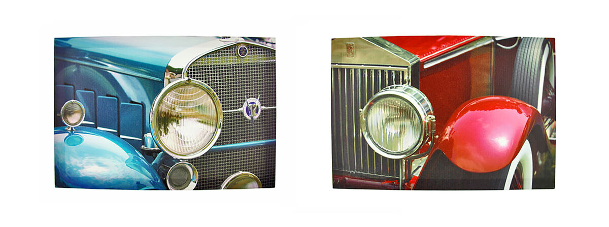 Pair of Classic Cars Printed Canvas Wall Hangings