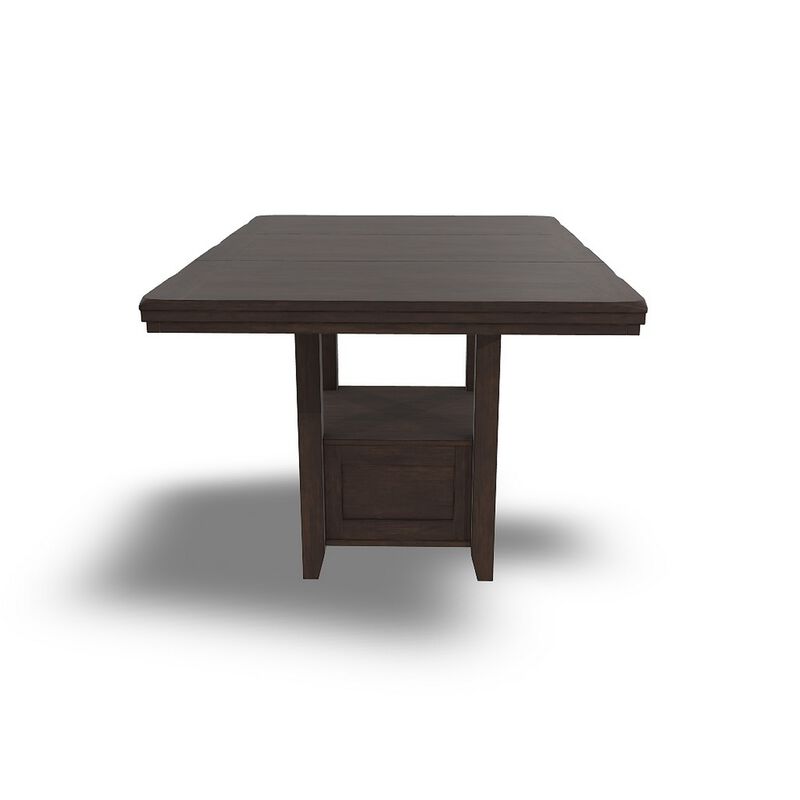 Hado Counter Height Table, 42-60 Inch Extendable Square, Dark Brown