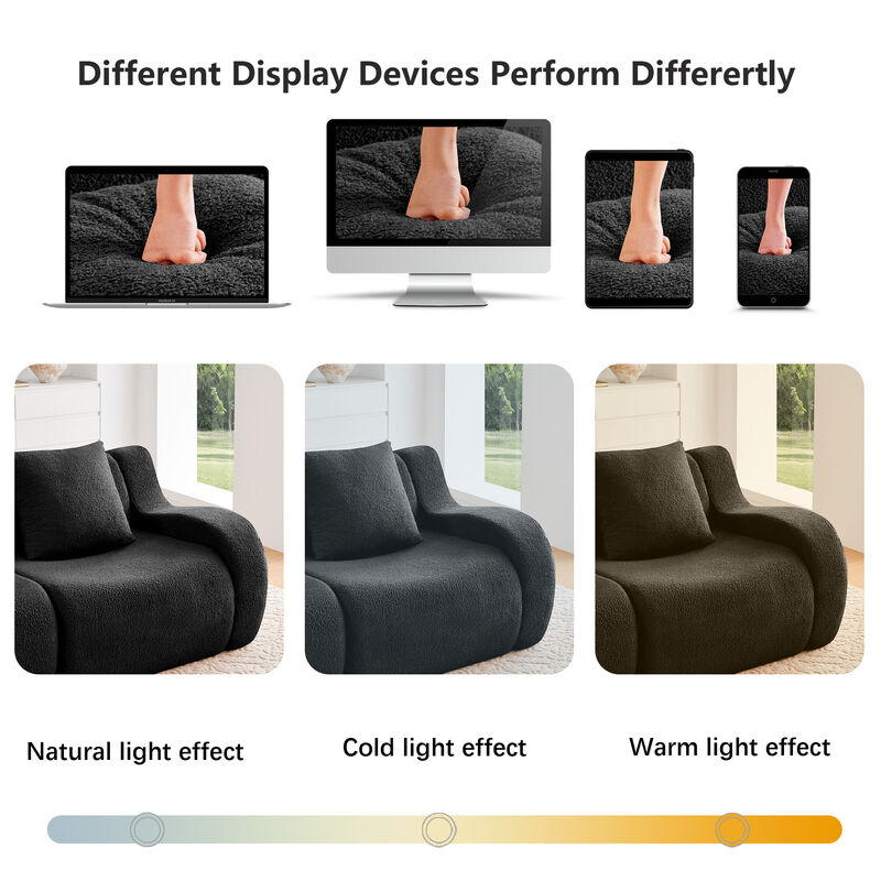 Merax 3 Seat High-Quality Teddy Fabric No Assembly Curved Armrests Streamlined sofa image number 7