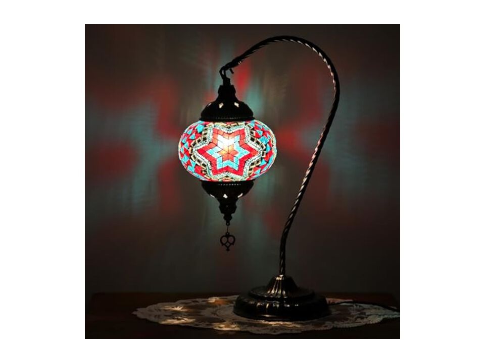 Mosaic Moroccan Table Lamp For Living Room Bedroom Bedside Blue