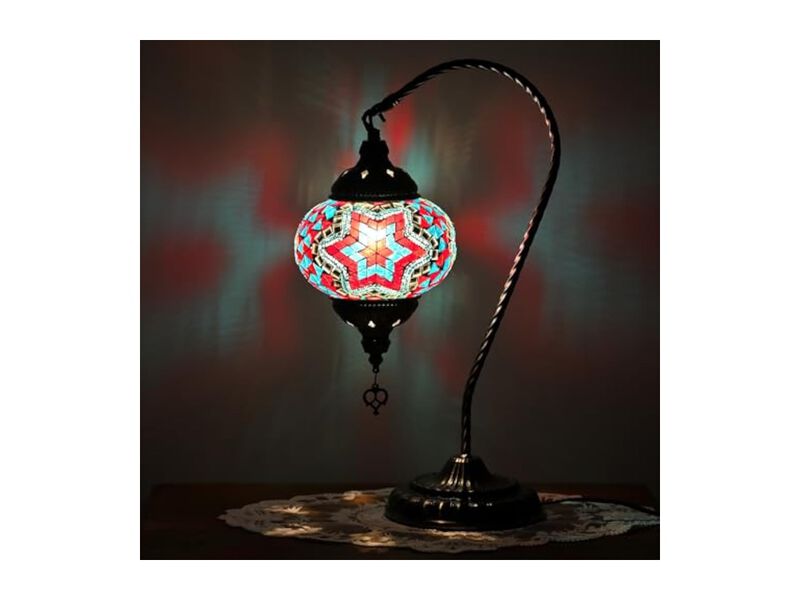 Mosaic Moroccan Table Lamp For Living Room Bedroom Bedside Blue image number 1