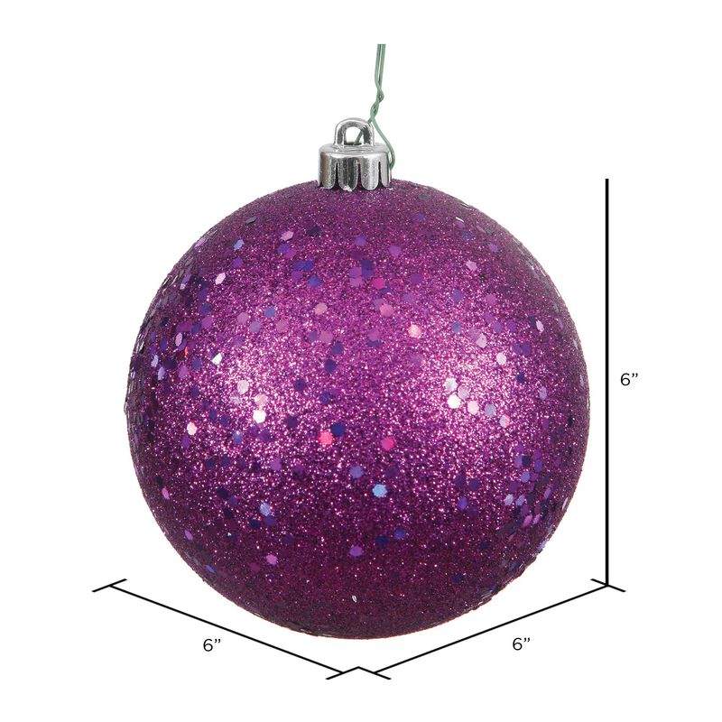 Vickerman 6" Plum Sequin Ball Ornament, 4 per Bag image number 1
