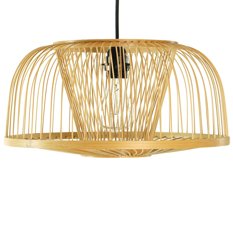 Modern Oval Bamboo Wicker Rattan Hanging Light Shade for Living Room, Dining Room, Entryway