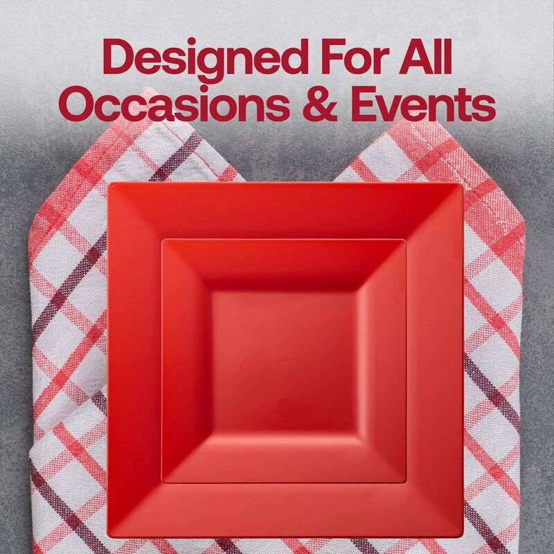 Red Square Plastic Plates Dinnerware Value Set (40 Sets) image number 7