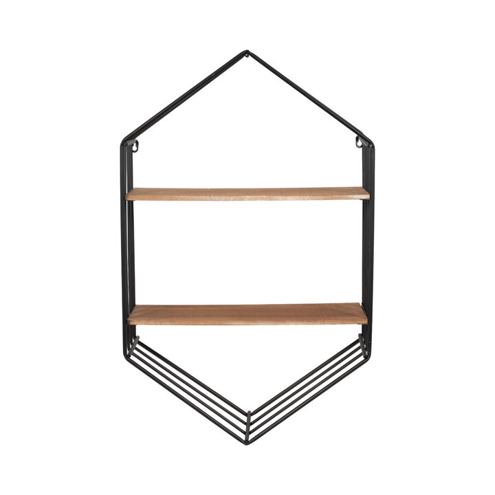 Metal/Wood 20" Hexagon Shelf