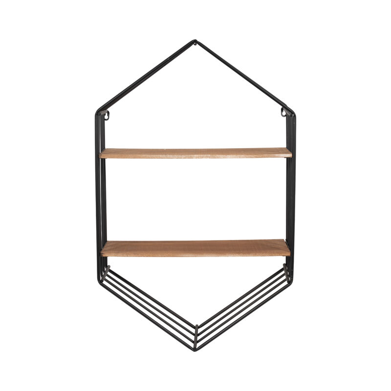 Metal/Wood 20" Hexagon Shelf image number 0