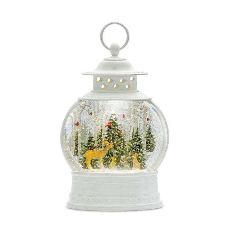 Snow Globe Lantern with Deer Plastic 6 Hr Timer 3 AA Batteries, Not Included or USB Cord Included