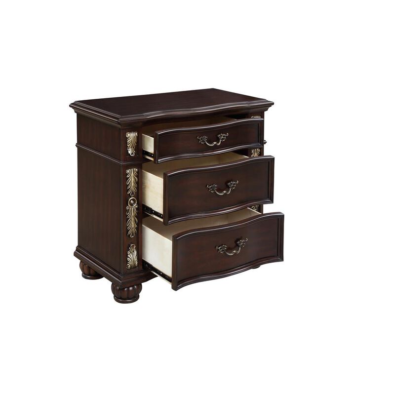 New Classic Furniture Furniture Maximus Solid Wood 3-Drawer Nightstand in Madeira